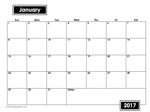 Calendar: 2017 No Illustrations Type-In (b/w)