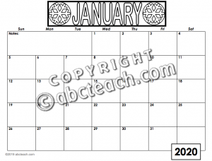 Calendar 2020 with Illustrations Type-In (b/w)