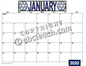 Calendar 2020 with Illustrations Type-In (color)