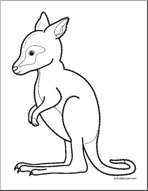 Clip Art: Baby Animals: Kangaroo Joey (coloring page)
