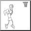 Clip Art: Cartoon School Scene: Sports: Basketball 03 (coloring page)