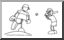 Clip Art: Cartoon School Scene: Sports: Baseball 01 (coloring page)