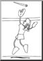 Clip Art: Cartoon School Scene: Sports: Baseball 04 (coloring page)