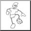 Clip Art: Cartoon School Scene: Sports: Soccer 07 (coloring page)