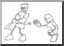 Clip Art: Cartoon School Scene: Sports: Baseball 05 (coloring page)
