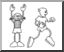 Clip Art: Cartoon School Scene: Sports: Football 06 (coloring page)