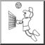 Clip Art: Cartoon School Scene: Sports: Volleyball 01 (coloring page)
