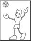 Clip Art: Cartoon School Scene: Sports: Volleyball 06 (coloring page)