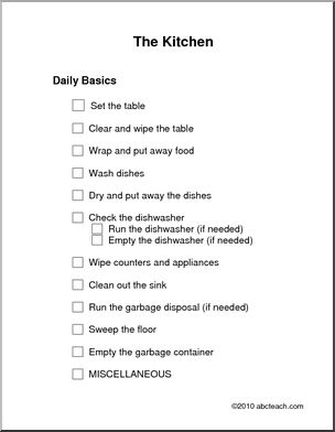 Special Needs: Daily  Basic Kitchen Tasks  (secondary/adult)
