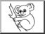 Clip Art: Basic Words: Koala (coloring page)