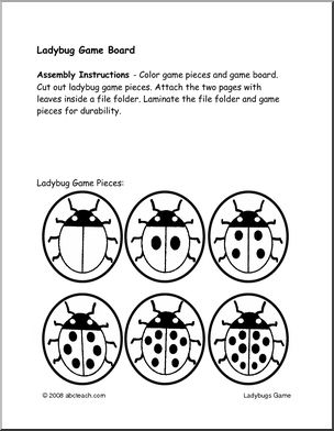 Game Board: Ladybugs on Leaves (b/w)