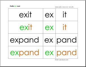 Phonics: Prefix “ex” with Root Word (color)