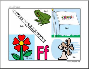 Letter Puzzle: letter F – guide (color)