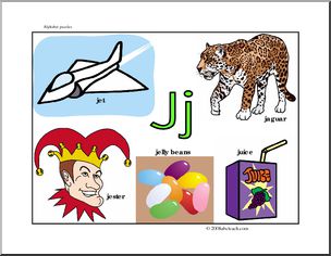 Letter Puzzle: Letter J – guide (color) – Abcteach