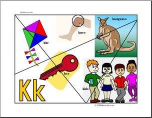 Letter Puzzle: Letter K – easy (color)