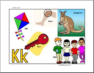 Letter Puzzle: Letter K – guide (color)