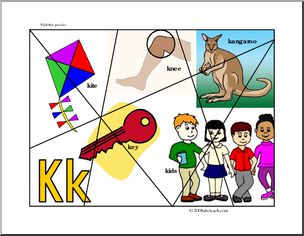 Letter Puzzle: Letter K (color)