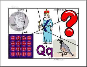 Letter Puzzle: Letter Q (color)
