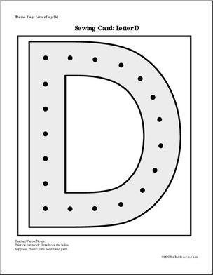 Sewing Card: Letter D