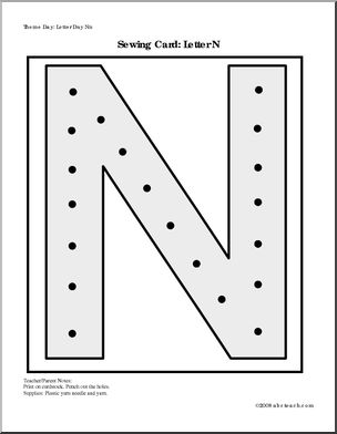 Sewing Card: Letter N