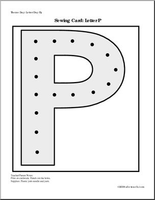 Sewing Card: Letter P