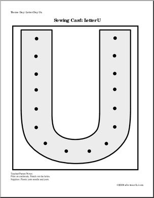 Sewing Card: Letter U