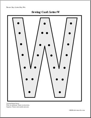 Sewing Card: Letter W