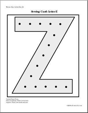 Sewing Card: Letter Z