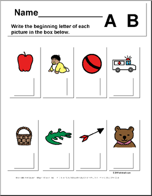 Beginning Letter (A, B)’ Worksheet