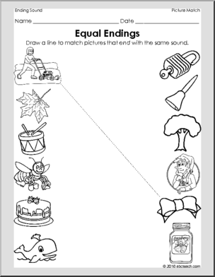 Letter/Sound Picture Match – Equal Endings (ending sounds)