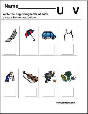 beginning letter u v worksheet abcteach