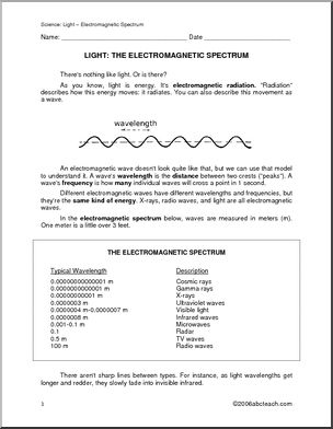 Comprehensions: Light Spectrum (upper elementary)