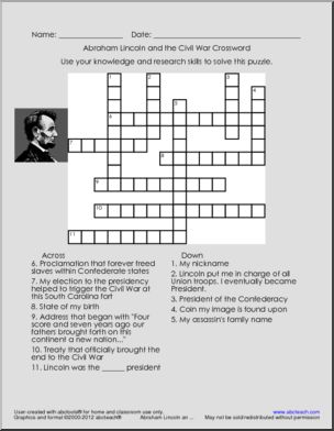 Crossword: Abraham Lincoln and the Civil War