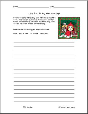 Writing: “little Red Riding Hood”–change The Ending (esl) – Abcteach