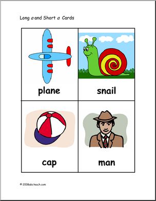 Long and Short A Vowel Sounds (color) Flashcards