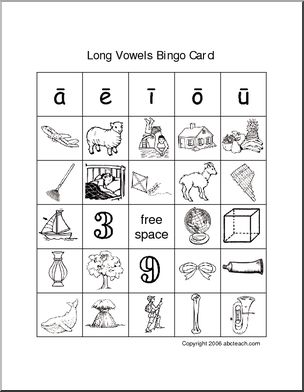 Bingo Cards: Long Vowel Sounds – Abcteach