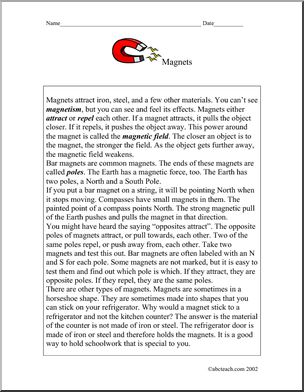 Comprehension: Magnets (elementary)