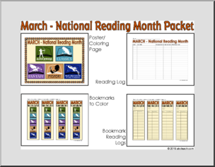 March – National Reading Month Packet – Color (primary/elem)