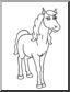 Clip Art: Cartoon Horse: Mare (coloring page)