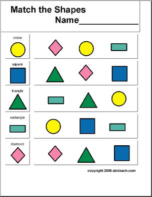 Cut and Paste: Shapes (preschool) -b/w – Abcteach