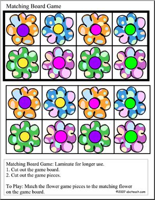 Matching: Flower Board Game (pre k- primary) – Abcteach