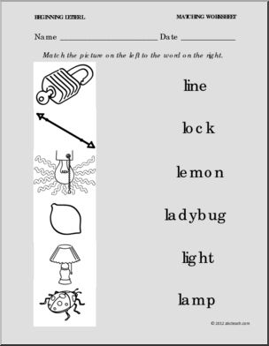 Matching: Picture to Word Letter L (PreK-1)