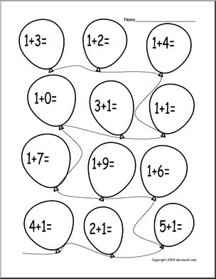 Worksheet: Math Balloons – Easy Addition