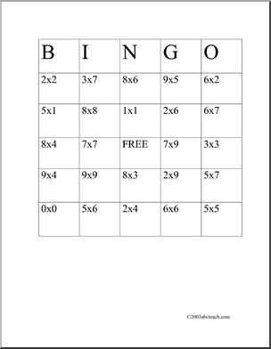 Multiplication Bingo Game
