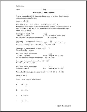 Two Digit Division Rules and Practice