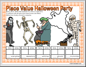Place Value Halloween Party – Dice Mat Math Game