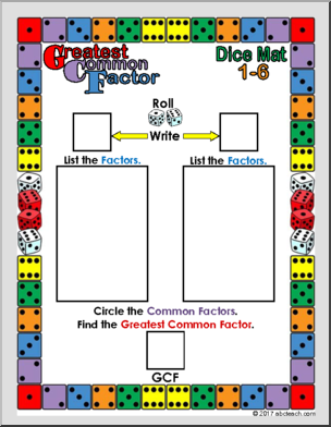 Greatest Common Factor Dice Mat Game