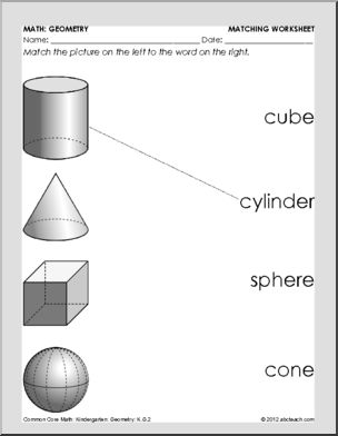 Geometry Solid Shapes – Picture to Word Matching Math