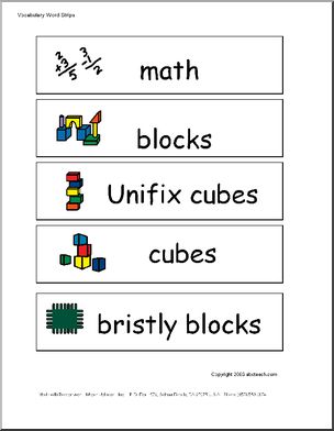Math Manipulatives (pictures) Word Wall