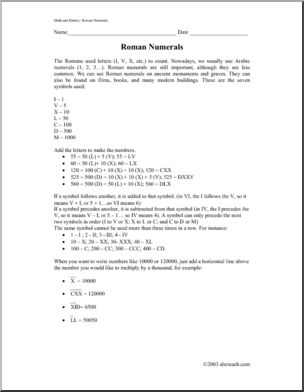 Roman Numerals (elem/ upper elem) Rules and Practice